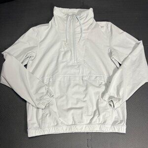 Lululemon White Quarter-Zip Pullover Jacket Size 6 With Elastic Hem & Pockets